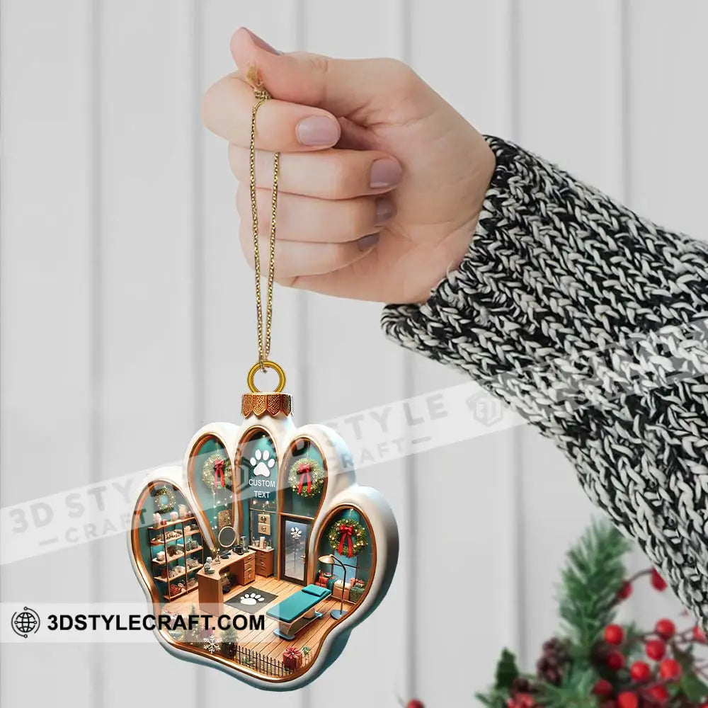 Custom Name Pet Grooming Shop Ornament Christmas Gift For Groomer