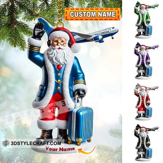 Custom Name Pilot Santa Ornament Christmas Gift