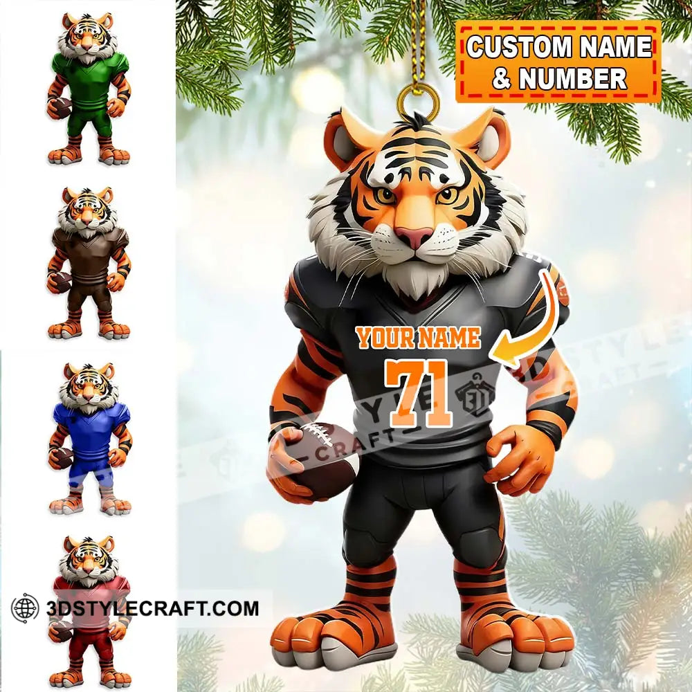 Custom Name Rugby Football Tiger Ornament Lover Christmas Gift