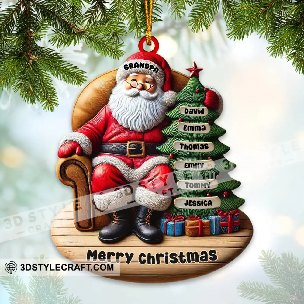 Custom Name Santa And Kids Christmas Ornament Family Gift 3.54’’ / 1