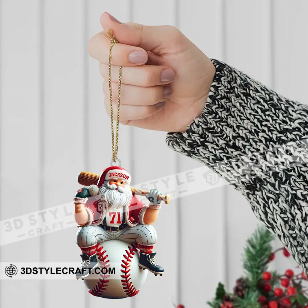Custom Name Santa Baseball Ornament Christmas Gift