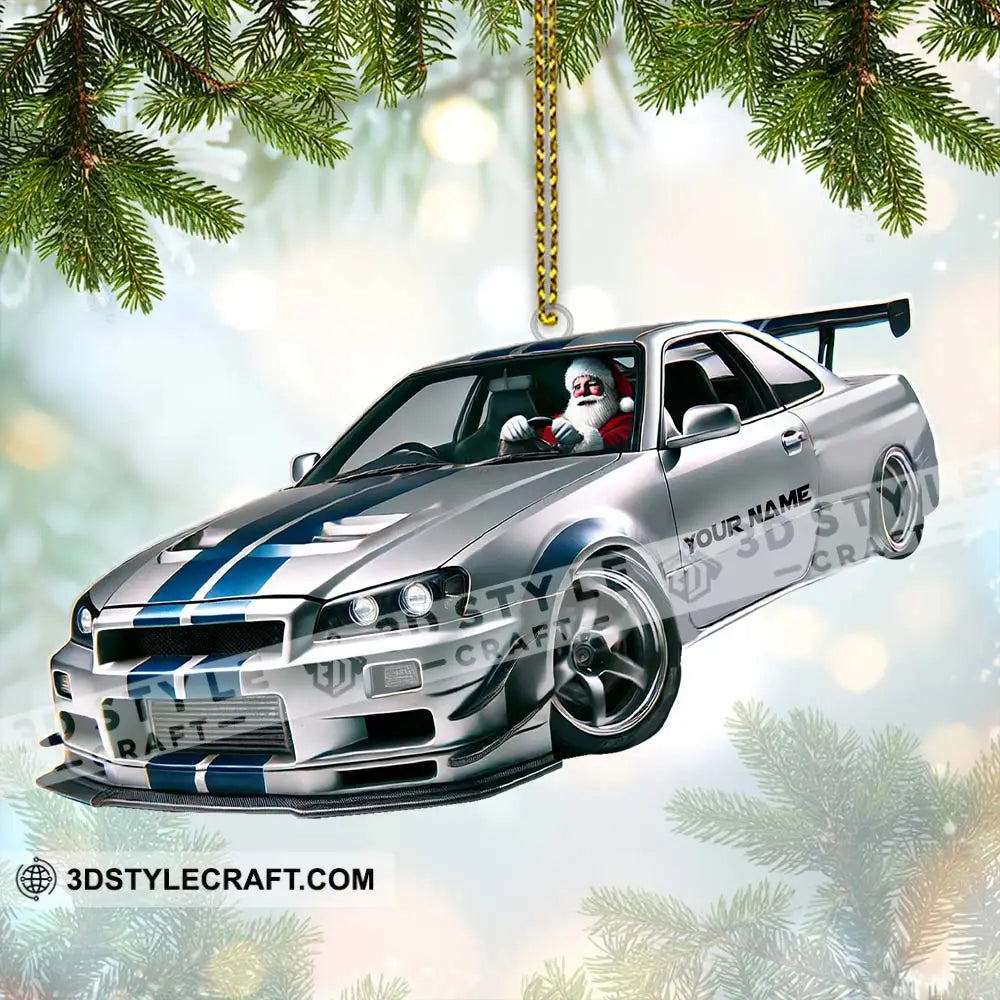 Custom Name Santa Car Ornament Christmas Gift Decoration 3.54’’ / 1