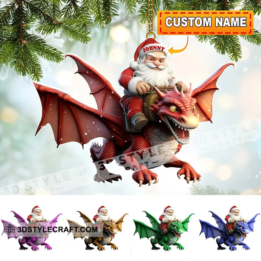 Custom Name Santa Dragon Ornament Christmas Gift For Lover