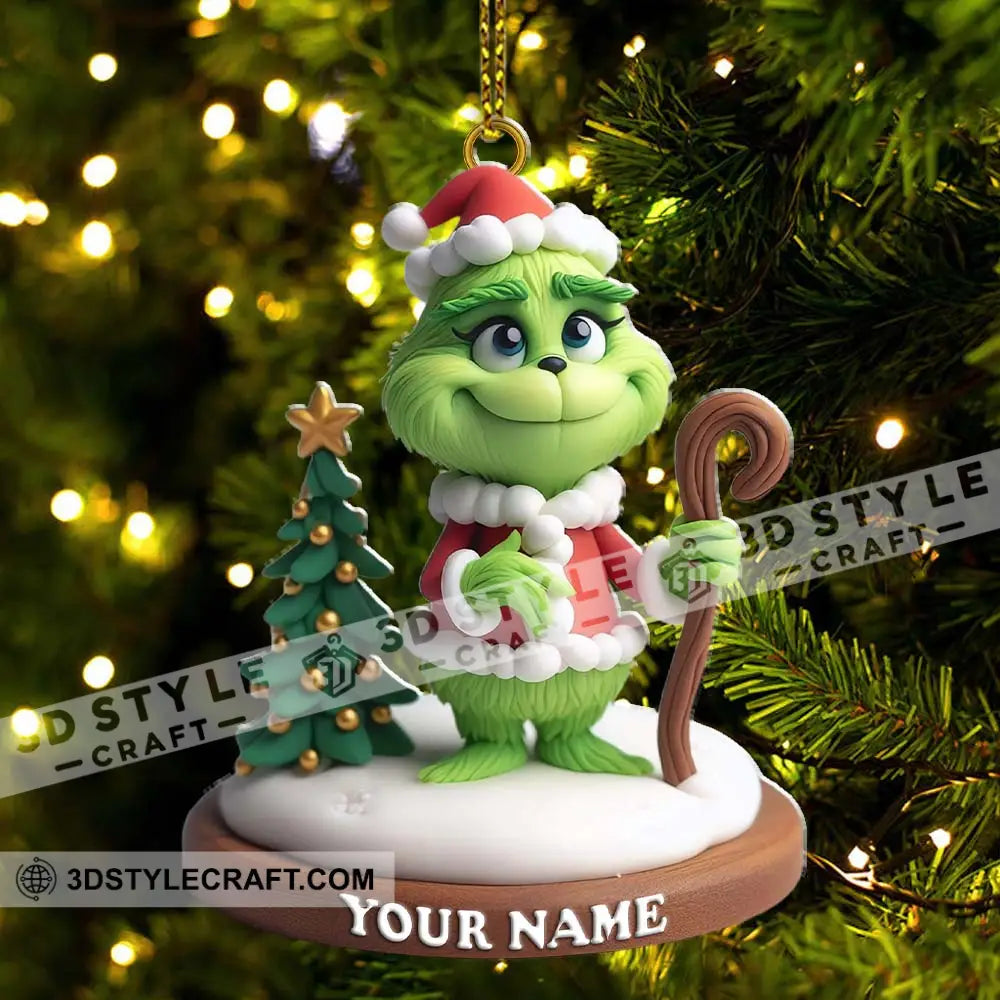 Custom Name Santa Grinch Ornament Christmas Decoration