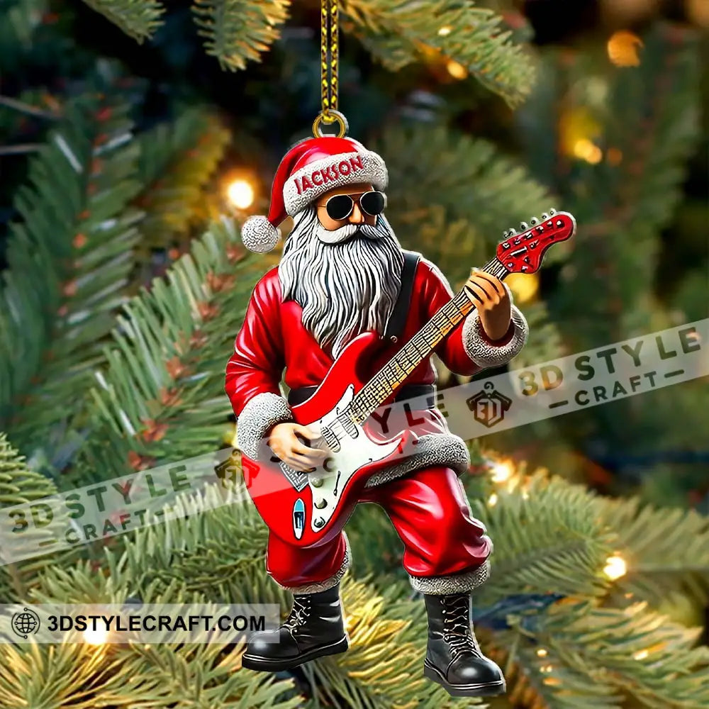 Custom Name Santa Guitar Ornament Christmas Gift