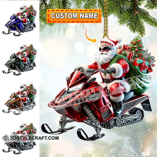 Custom Name Santa Mountain Bike Ornament Christmas Gift