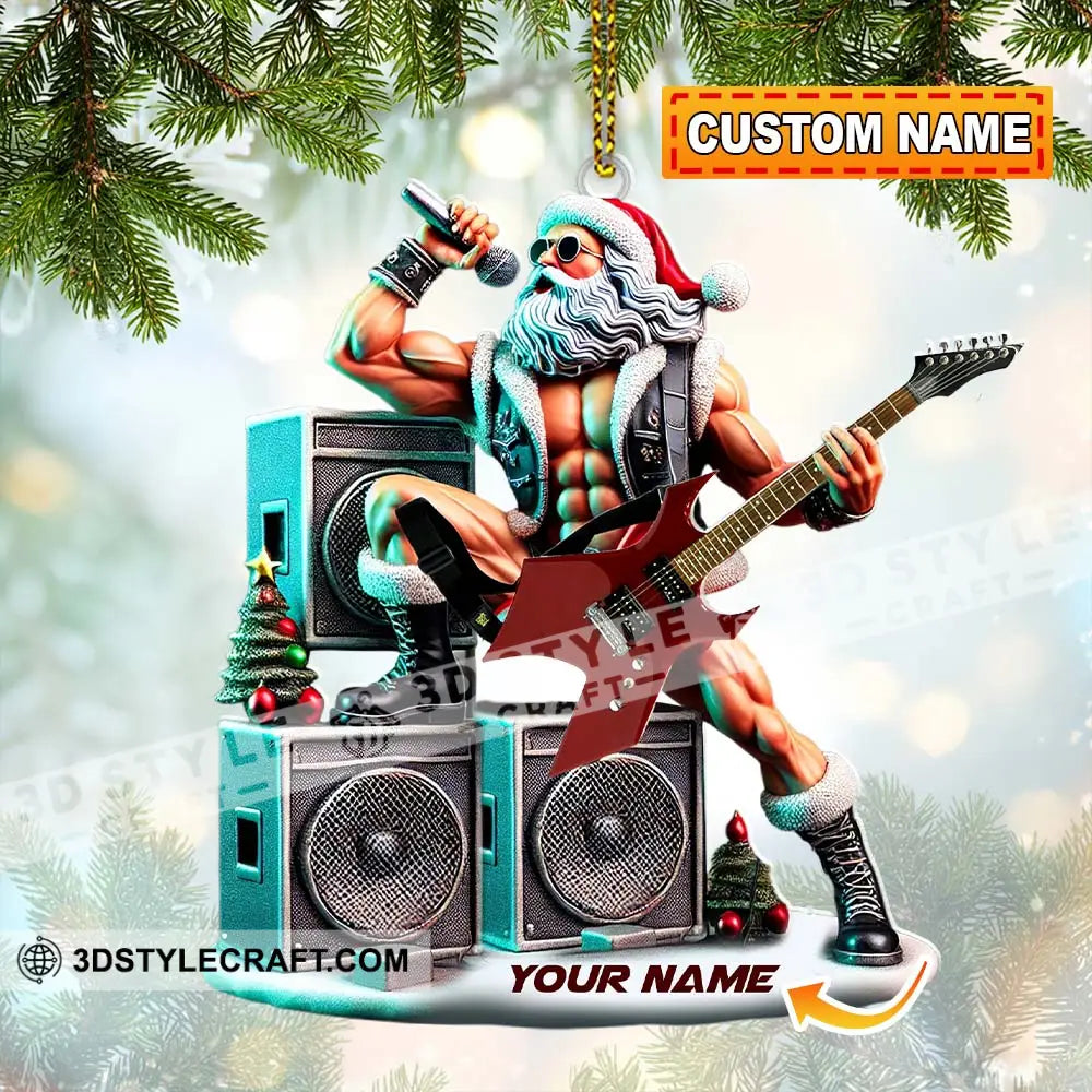Custom Name Santa Rock Ornament Music Lover Christmas Gift