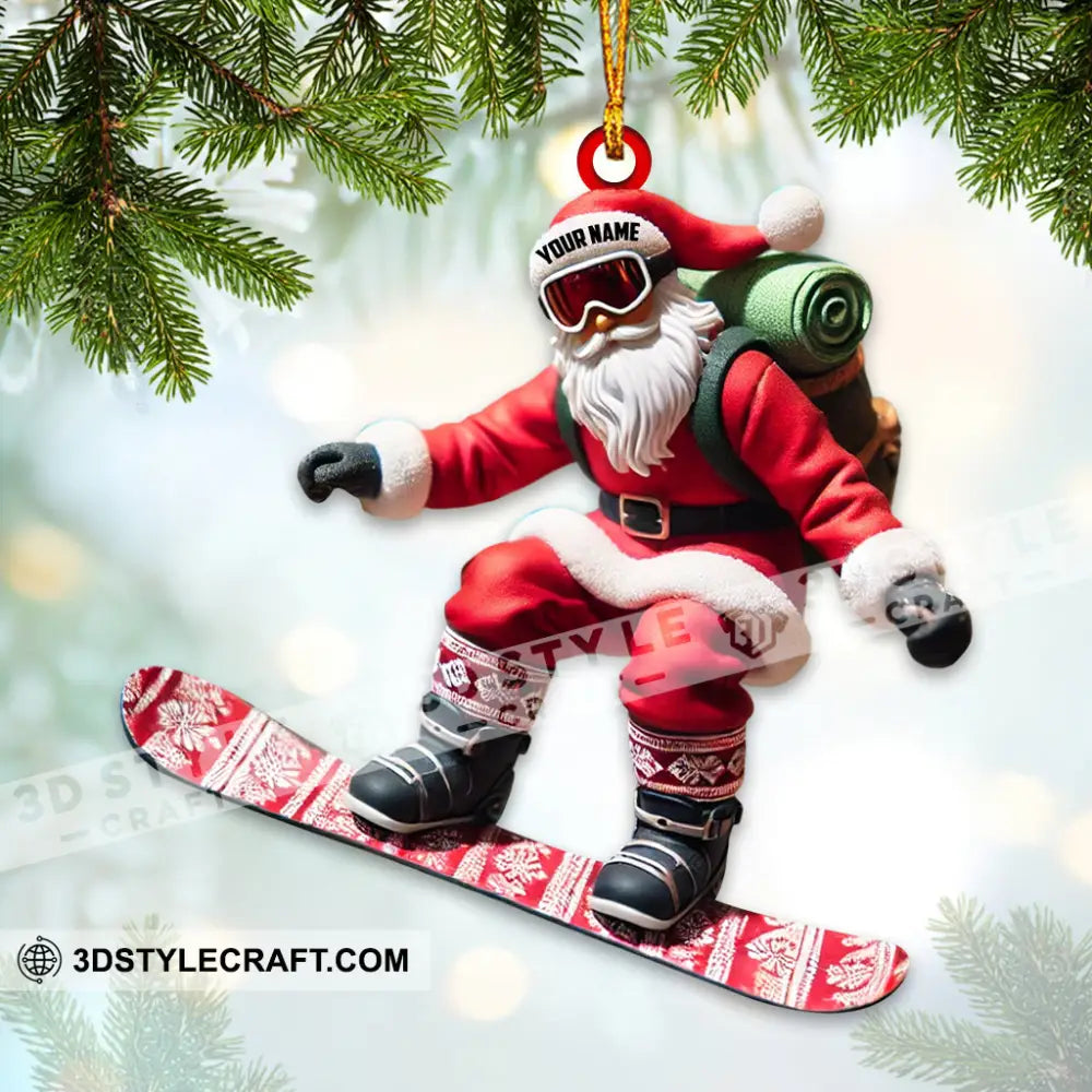 Custom Name Santa Snowboarding Ornament Christmas Gift Decoration 3.54’’ / 1