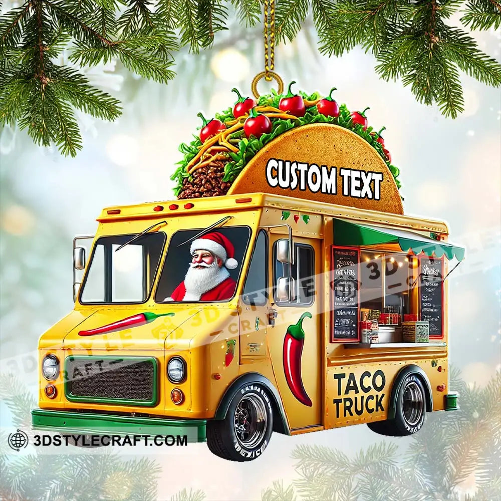 Custom Name Santa Taco Truck Ornament Christmas Gift 3.54’’ / 1