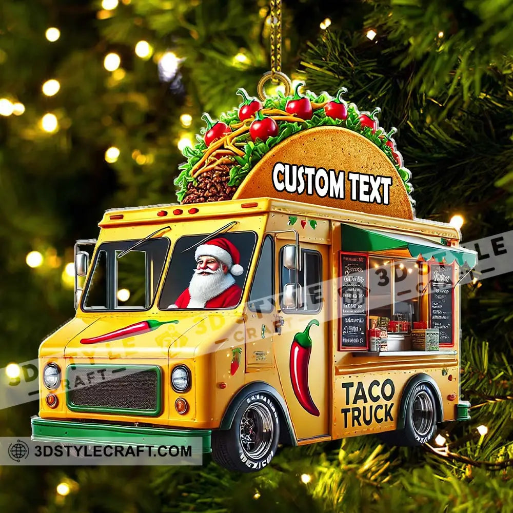 Custom Name Santa Taco Truck Ornament Christmas Gift