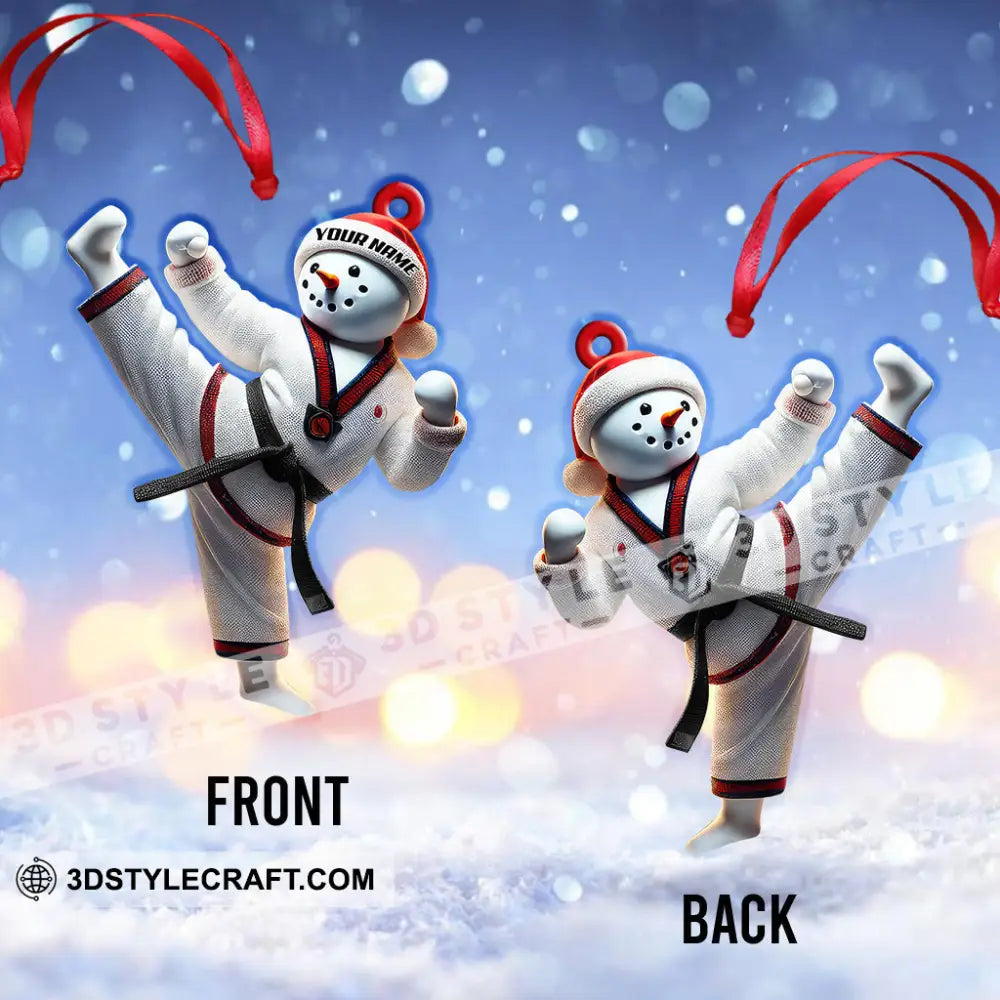 Custom Name Snowman Karate Ornament Christmas Gift For Lover