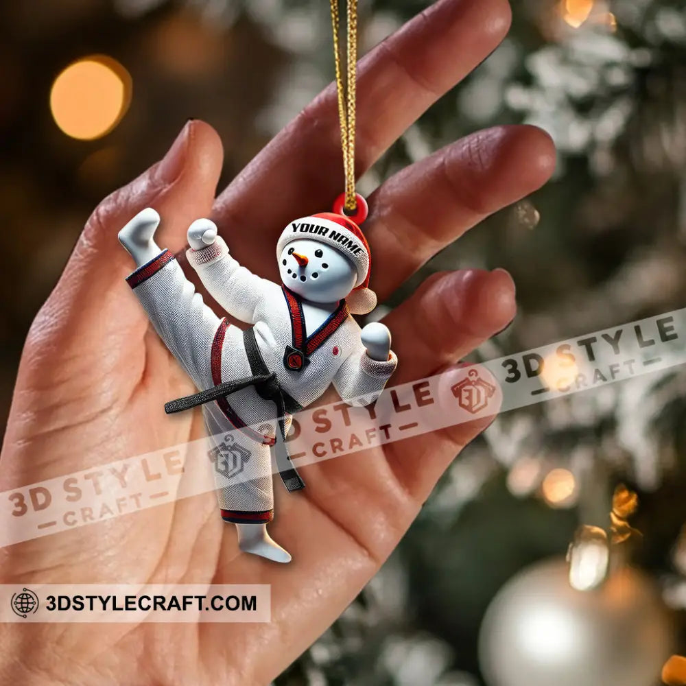 Custom Name Snowman Karate Ornament Christmas Gift For Lover