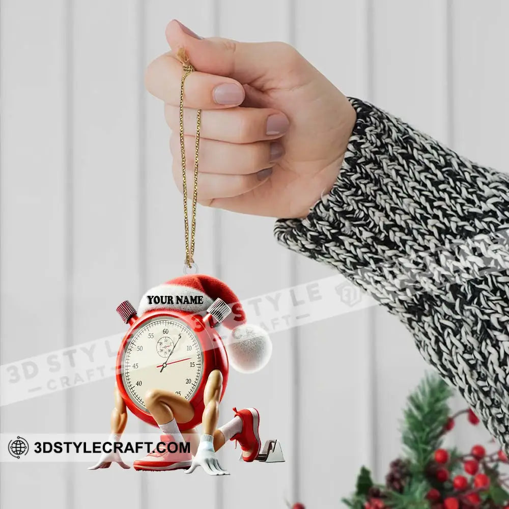 Custom Name Stopwatch Ornament Christmas Gift For Sport Lover