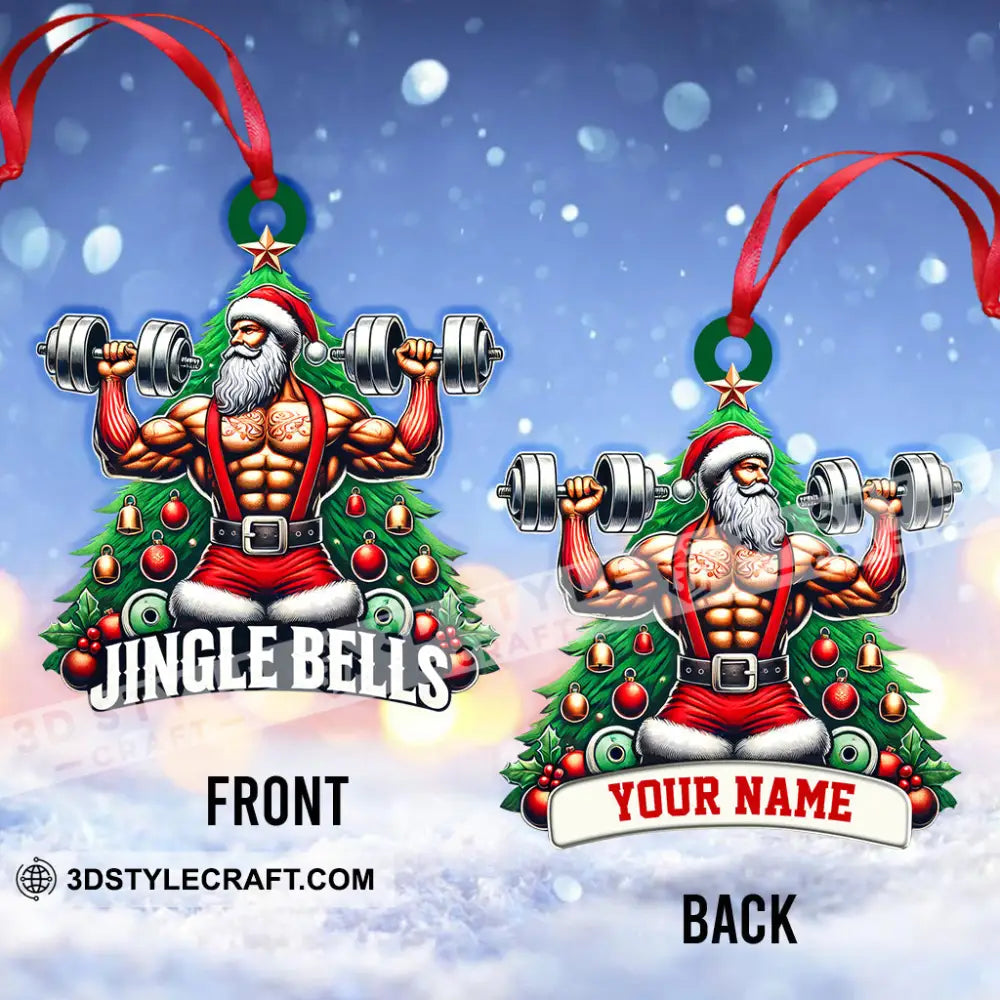 Custom Name Weightlifting Christmas Ornament Santa Gift