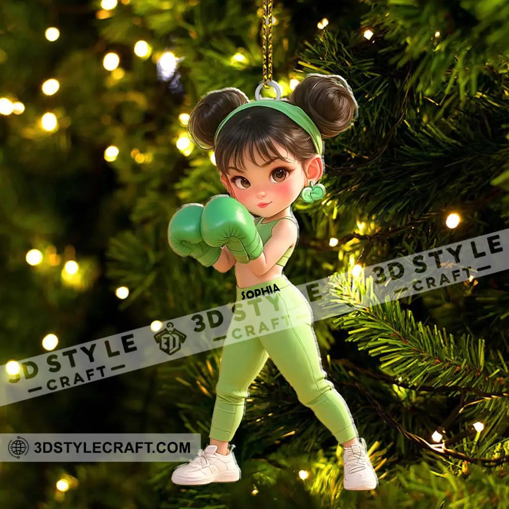 Custom Name Woman Boxing Ornament Christmas Gift