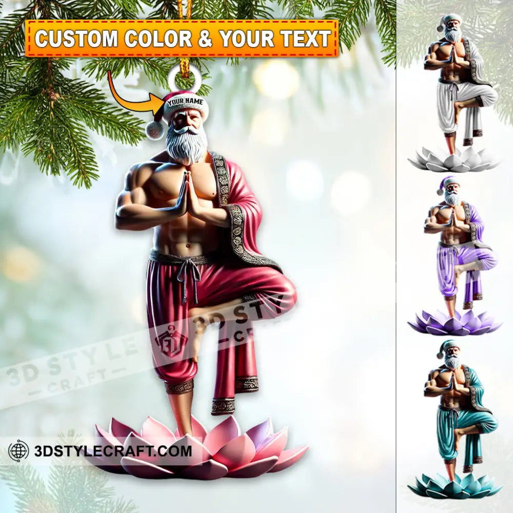 Custom Name Yoga Santa Ornament Yogi Christmas Gift