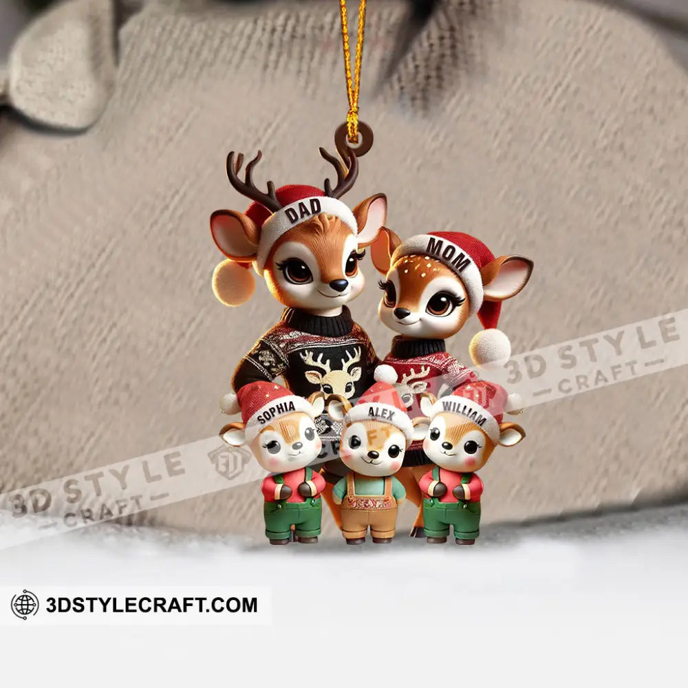 Deer Family Decor Christmas Ornament Personalized