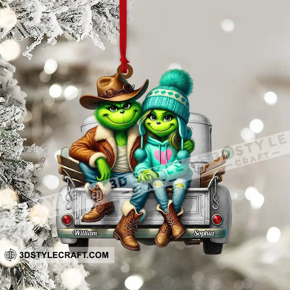 Elf Couple On Car Home Decor Christmas Ornament Personalized