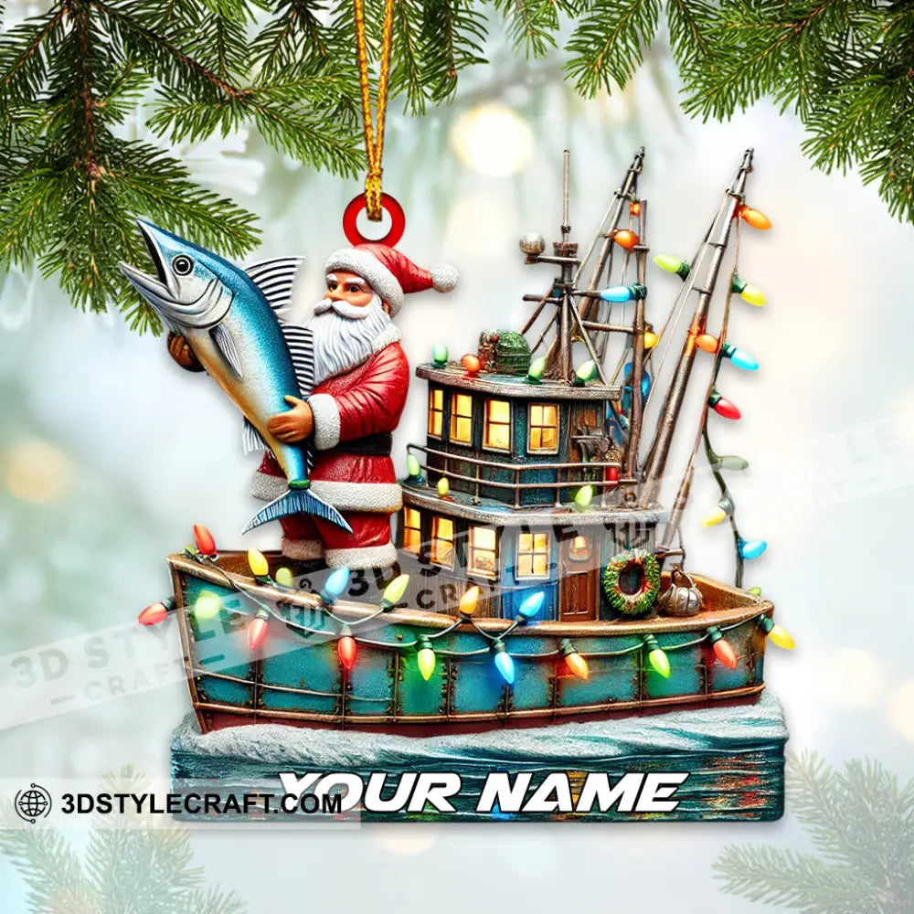 Fisherman Santa Home Decor Christmas Ornament Personalized