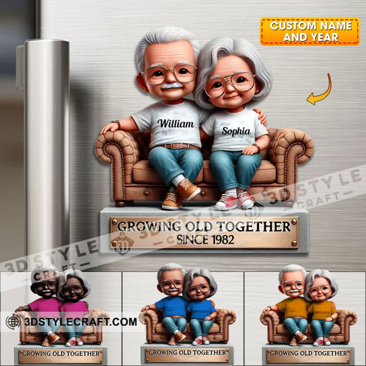 Growing Old Together Couple Fridge Magnet - Personalized 3.54’’ / 1 Piece