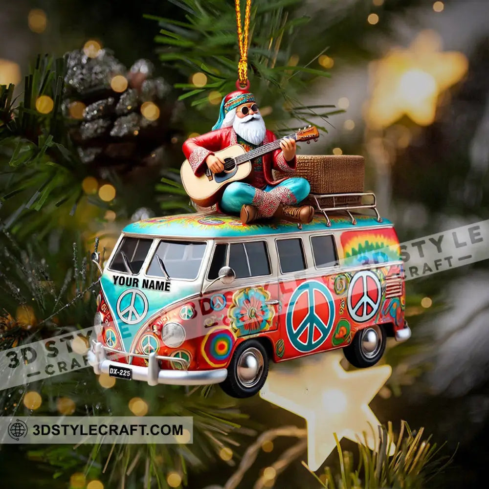 Happy Hippie Santa Christmas Ornament Personalized 3.54’’ / 1