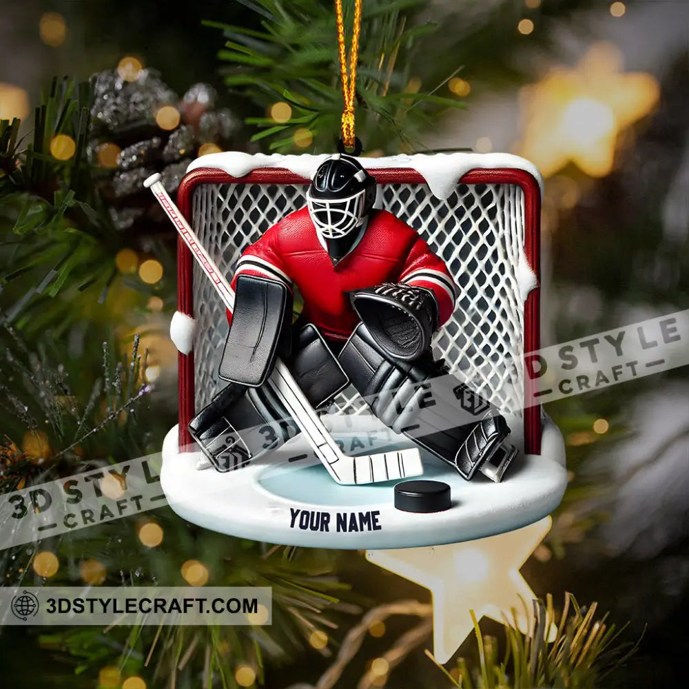 Hockey Goal Keeper Christmas Ornament Personalized