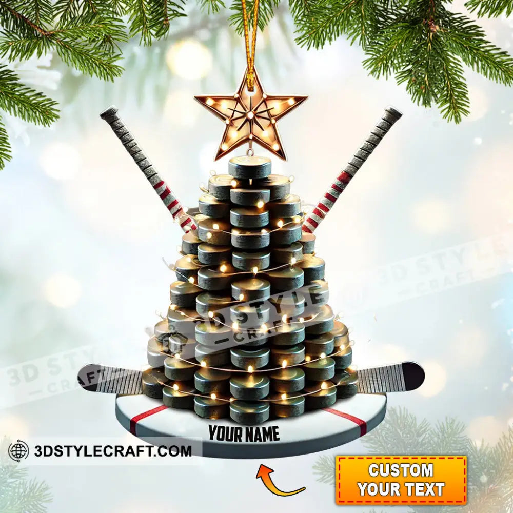 Hockey Tree Christmas Ornament Personalized 3.54’’ / 1