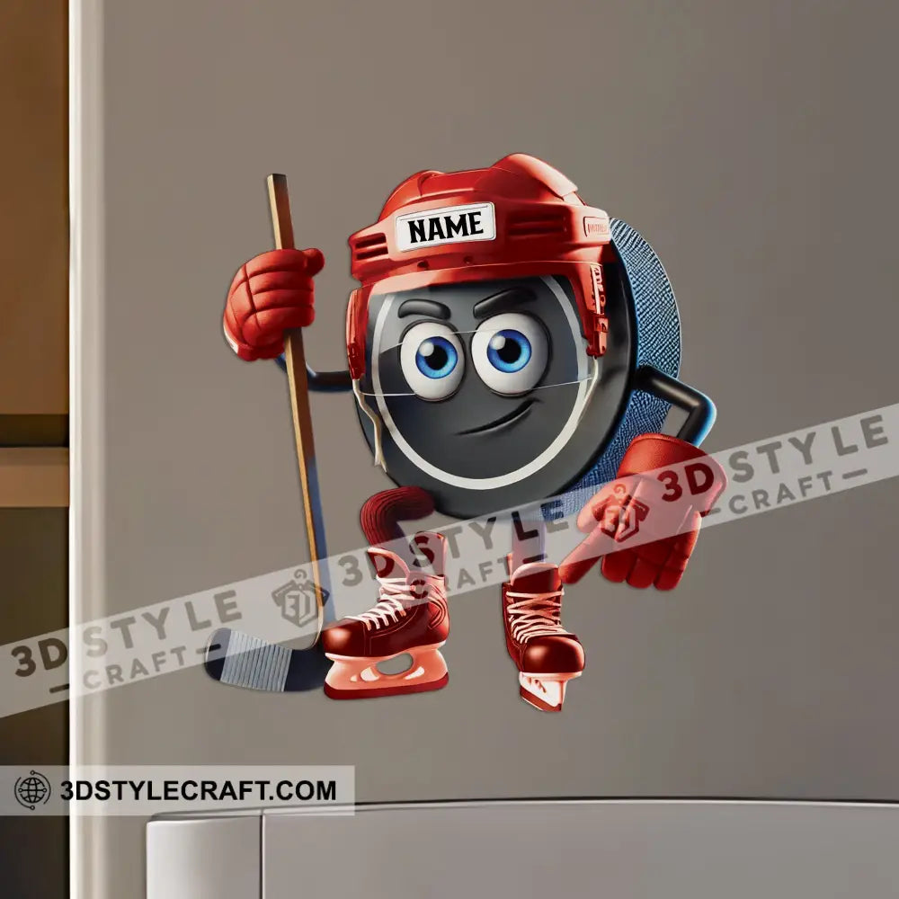 Ice Hockey Custom Color And Name - Personalized Fridge Magnet