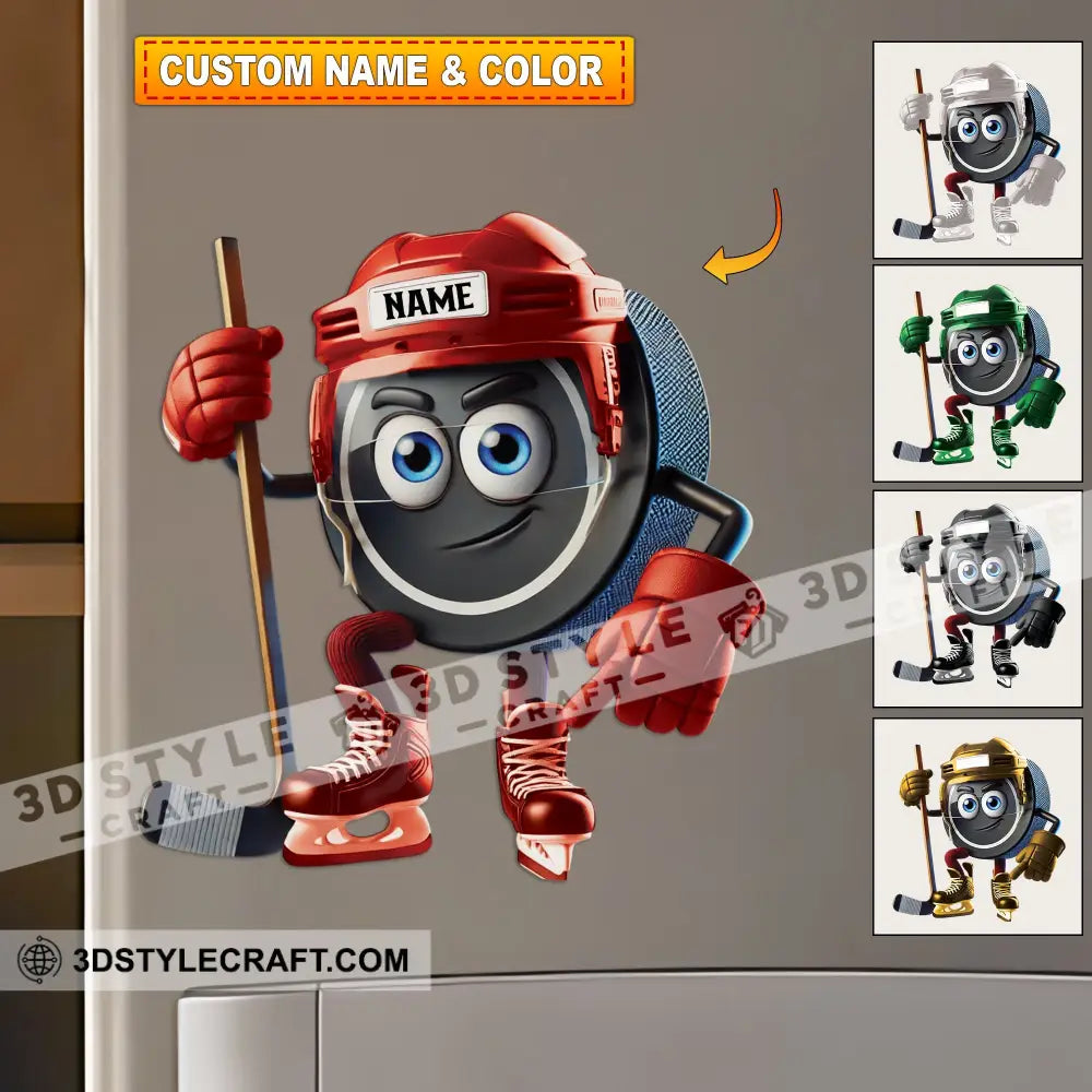 Ice Hockey Custom Color And Name - Personalized Fridge Magnet 3.54’’ / 1 Piece