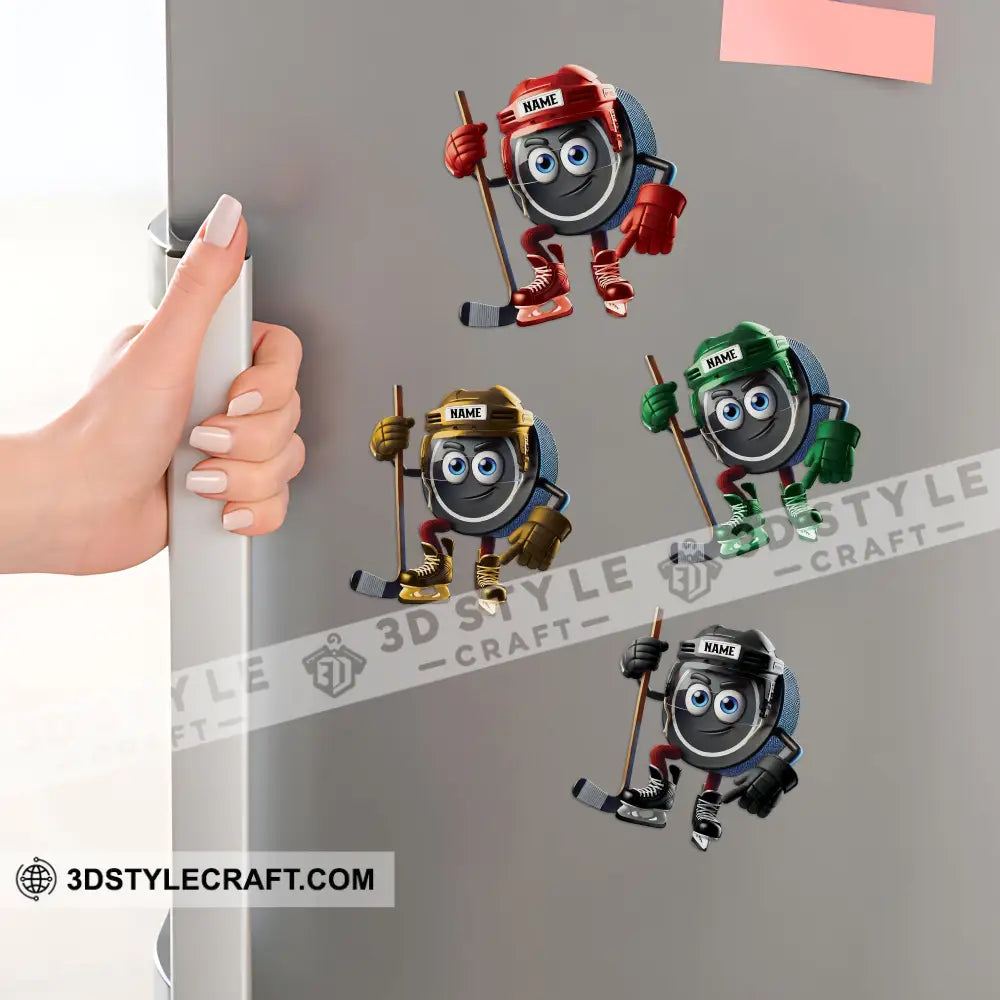 Ice Hockey Custom Color And Name - Personalized Fridge Magnet