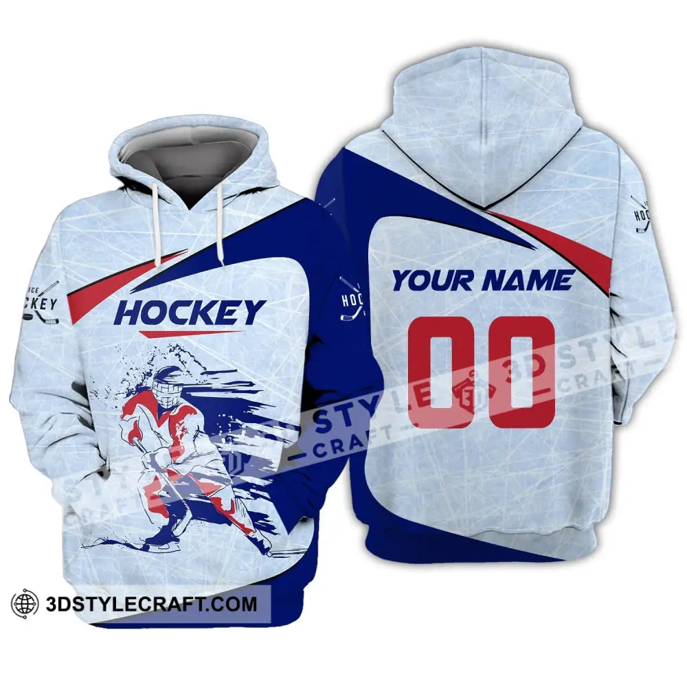 Man Shirt Custom Name And Number Hockey T-Shirt Ice Gift For Player Hoodie / S