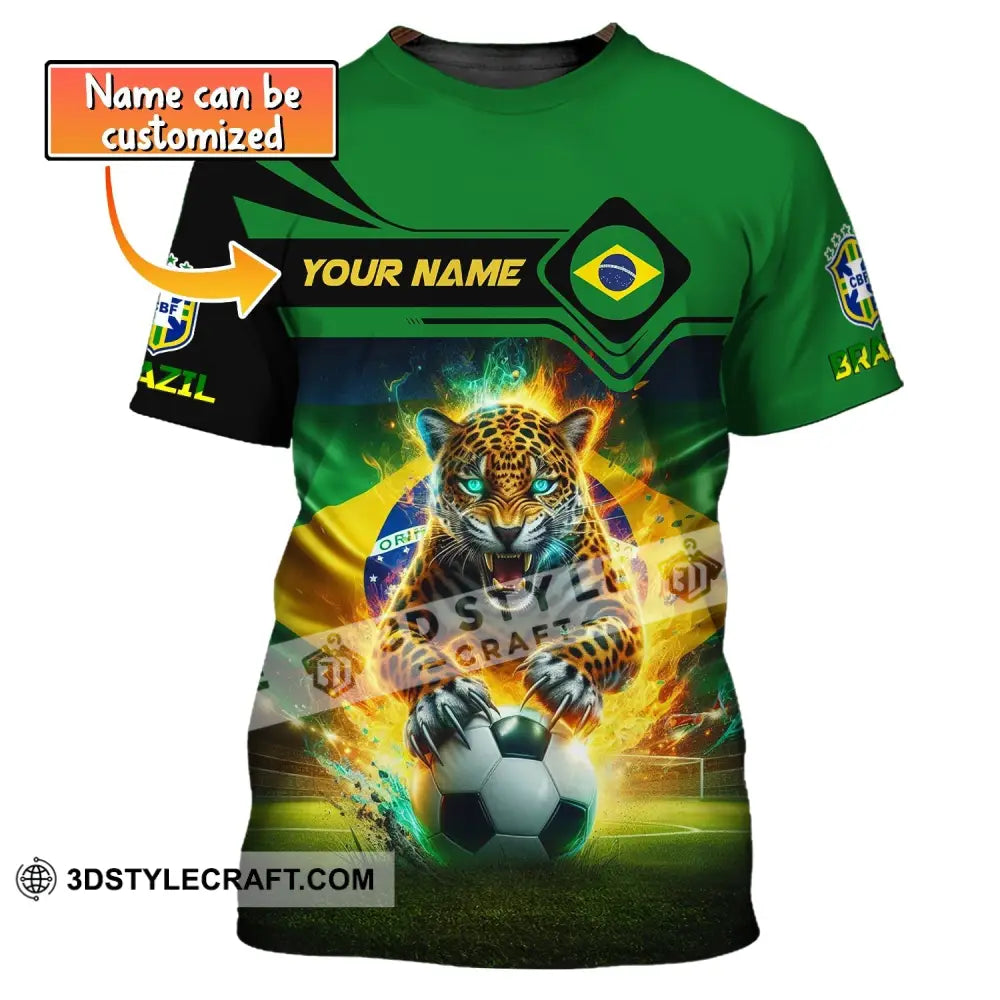 Man Shirt Custom Name Brazil Football Soccer T-Shirt Gift For Lover