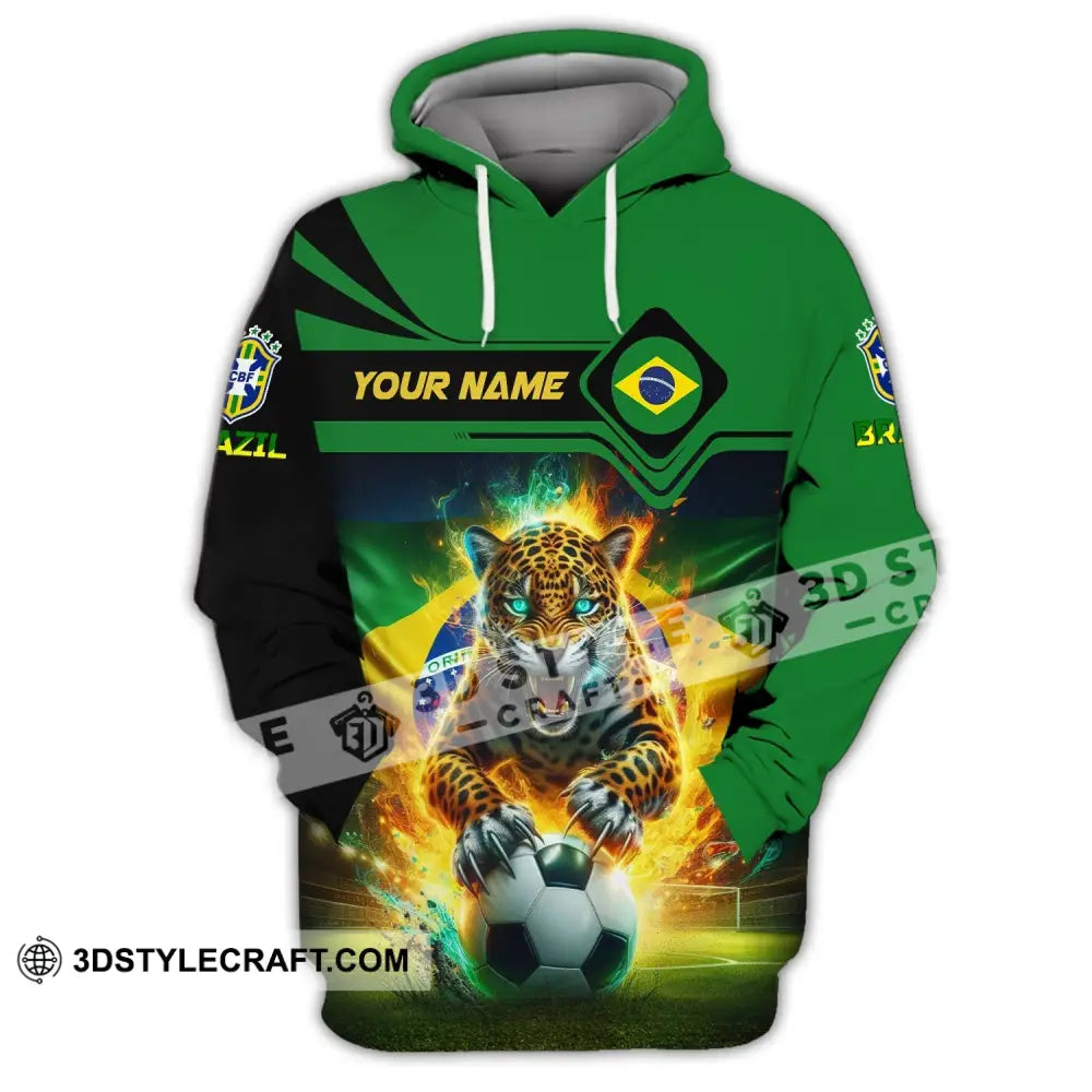 Man Shirt Custom Name Brazil Football Soccer T-Shirt Gift For Lover Hoodie / S
