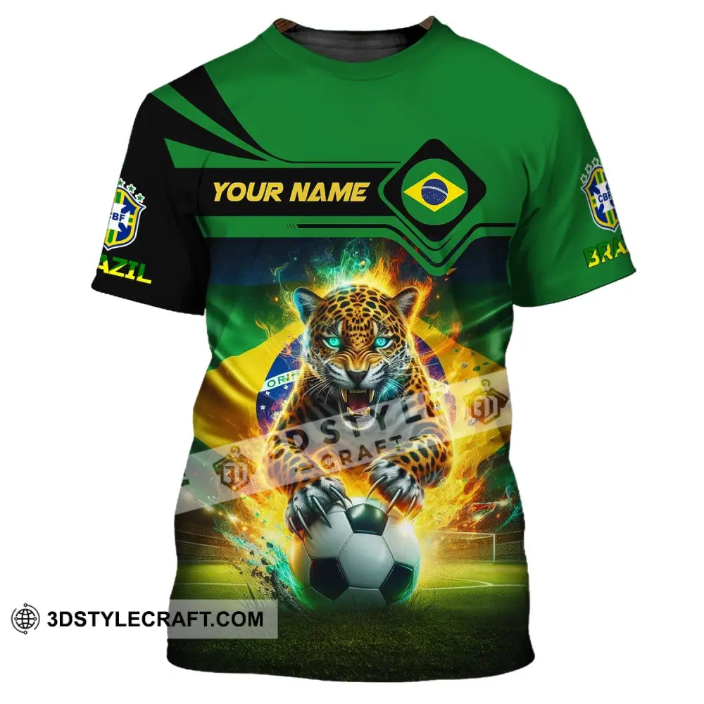 Man Shirt Custom Name Brazil Football Soccer T-Shirt Gift For Lover / S