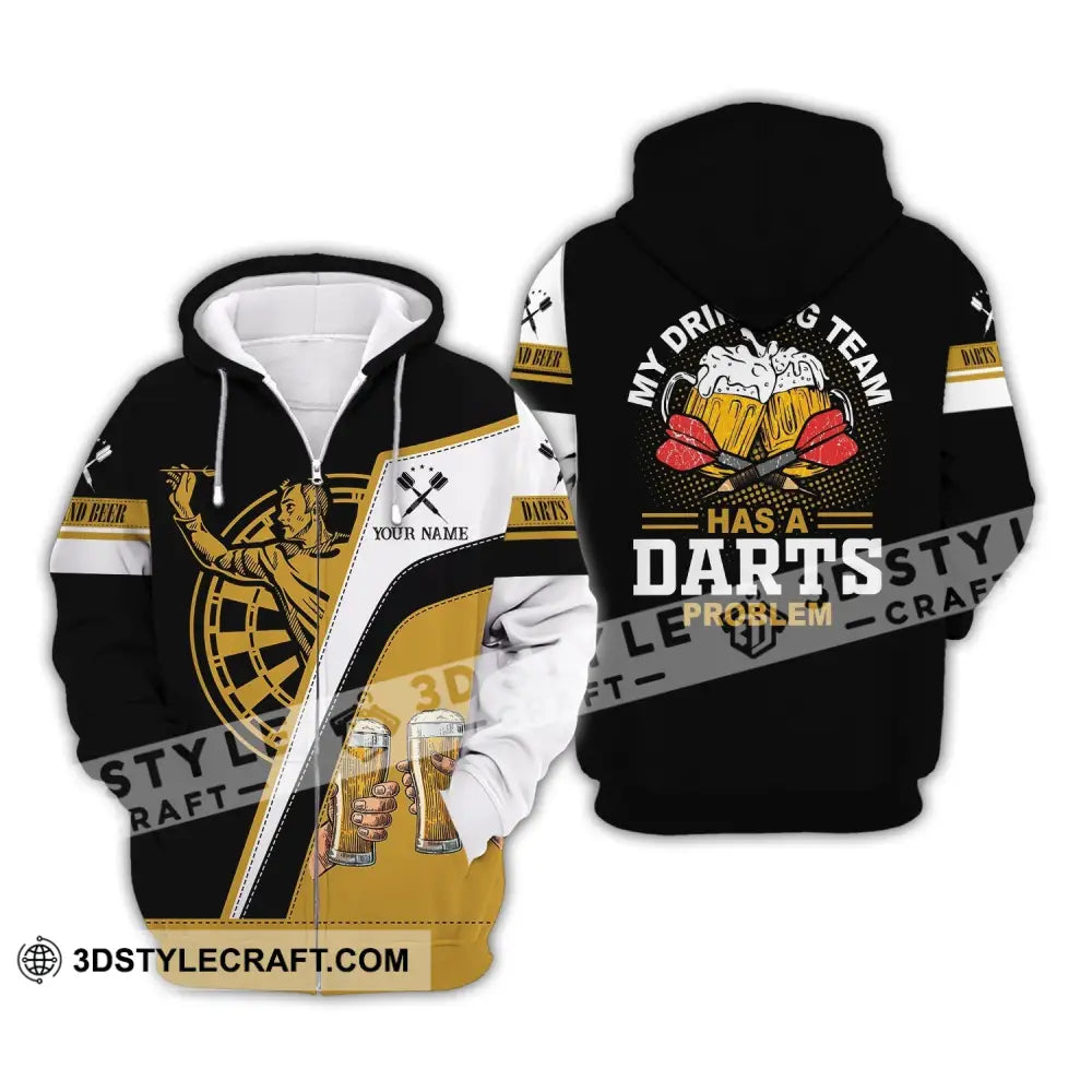 Man Shirt Custom Name Dart And Beer Darts T-Shirt Gift For Lover Gamer