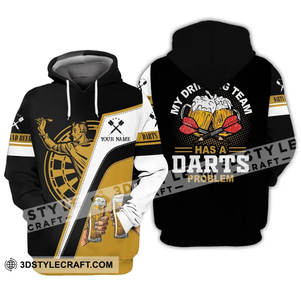 Man Shirt Custom Name Dart And Beer Darts T-Shirt Gift For Lover Gamer Hoodie / S
