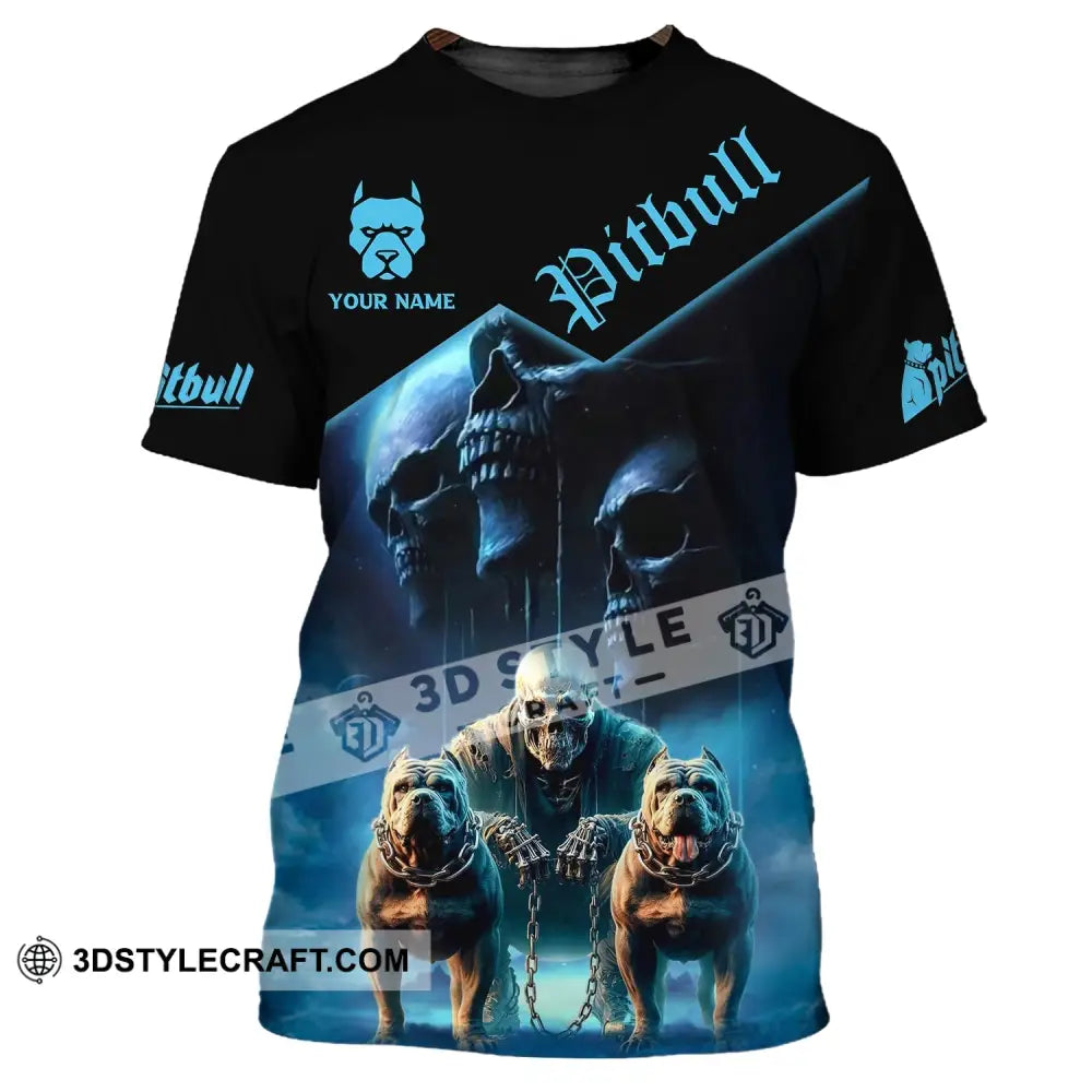 Man Shirt Custom Name Pitbull Lover Gift Hoodie Long Sleeve T-Shirt / S