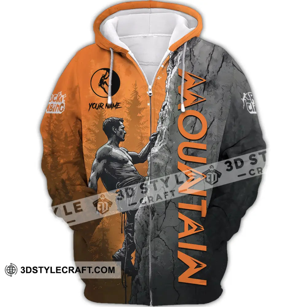 Men Shirt Custom Climbing Mountain Shirt Zipper Hoodie / S T shirt