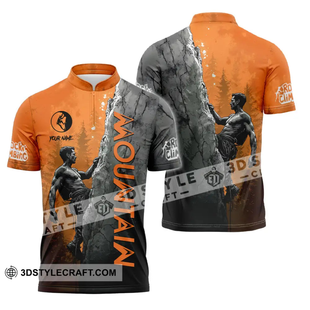 Men Shirt Custom Climbing Mountain Shirt Zipper Polo Shirt / S T shirt