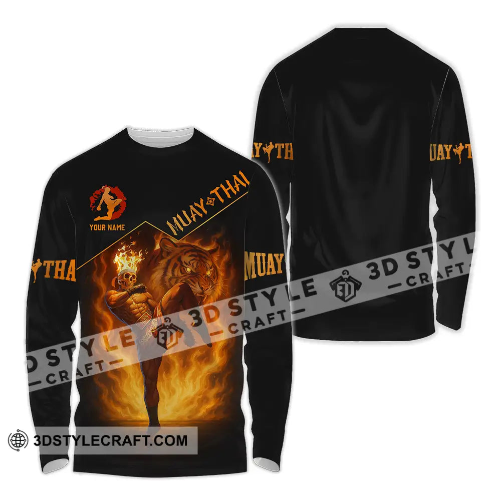 Men Shirt - Custom Let’s Fight Fire Muay Thai Sport Shirt Long Sleeve Shirt / S T-shirt