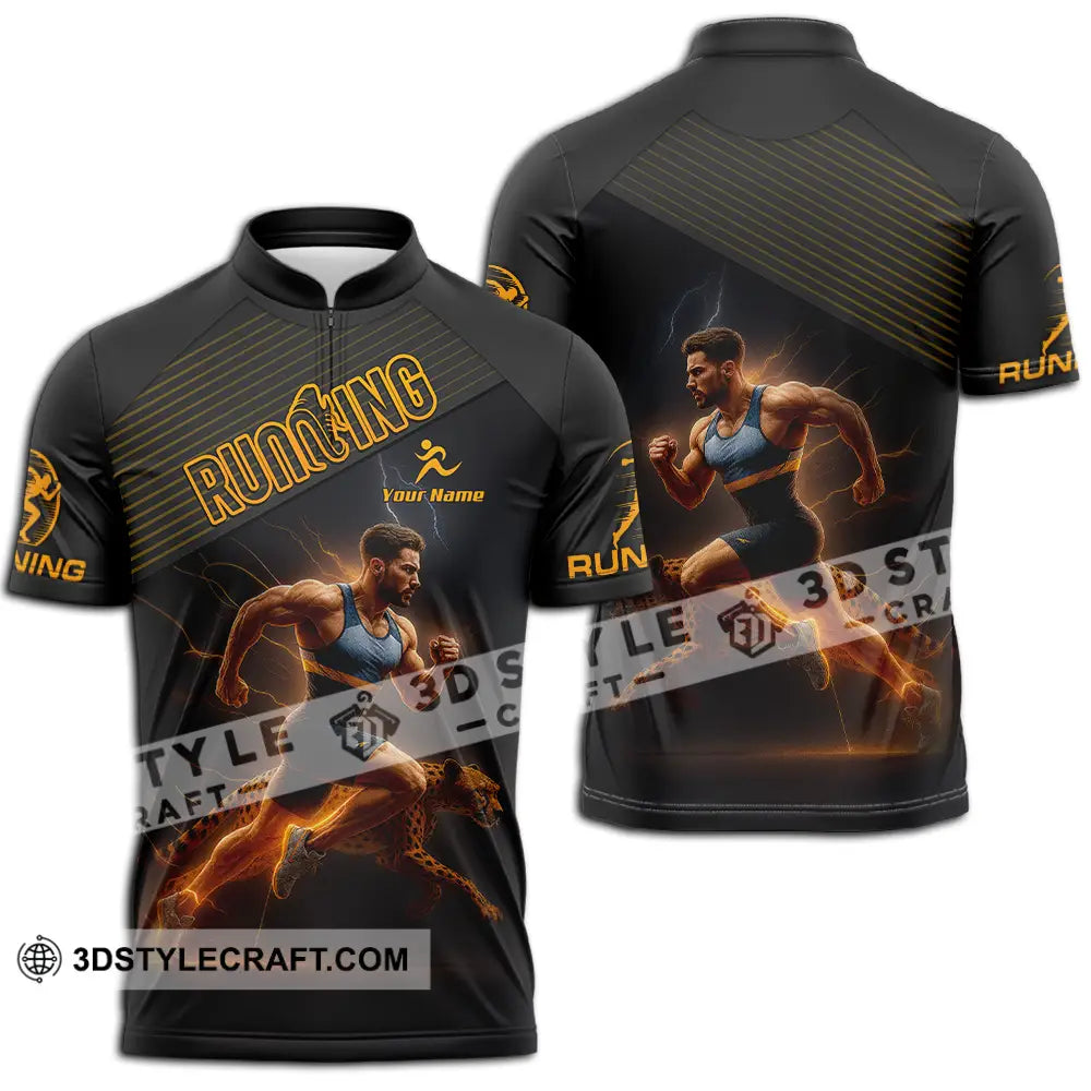 Men Shirt - Custom Man Running Shirt Zipper Polo Shirt / S T-shirt