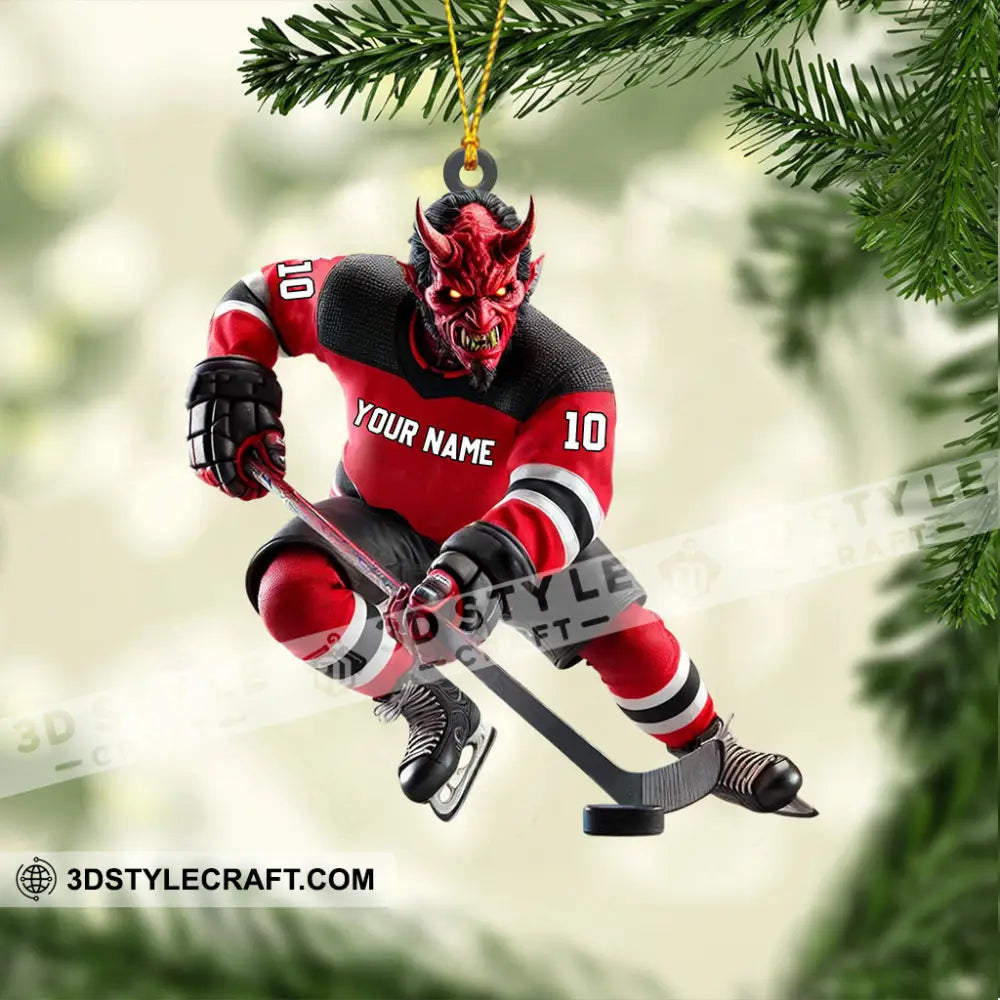 New Jersey Devils Hockey Christmas Ornament Personalized