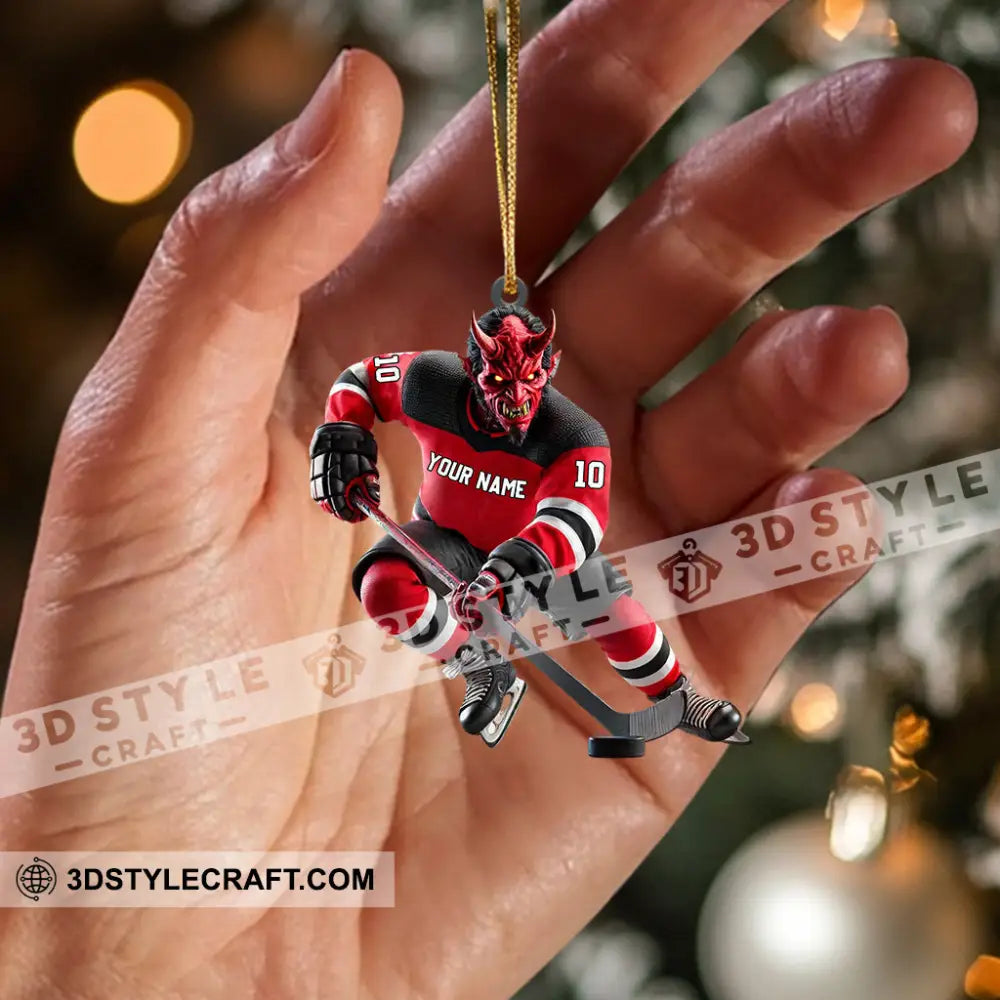 New Jersey Devils Hockey Christmas Ornament Personalized