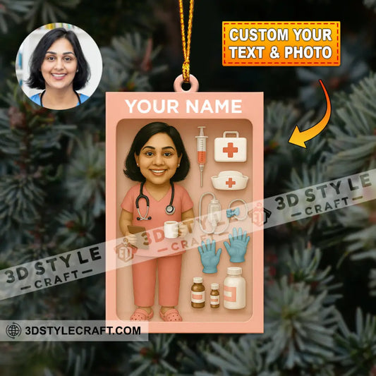 Nurse Home Decor Christmas Ornament Personalized Ornament 3.54’’ / 1 Ornament Ornament
