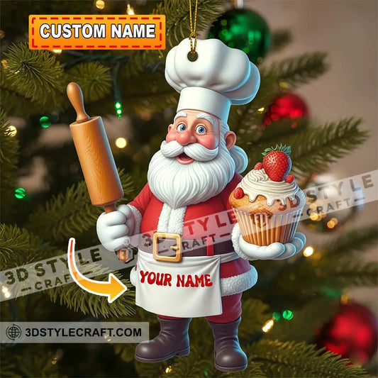 Santa Baker Home Decor Christmas Ornament Personalized Ornament 3.54’’ / 1 Ornament Ornament