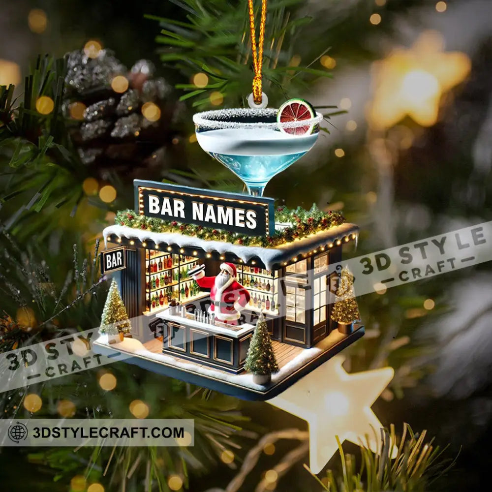 Santa Bar Home Decor Christmas Ornament Personalized 3.54’’ / 1