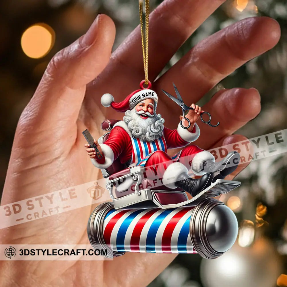 Santa Barber Home Decor Christmas Ornament Personalized