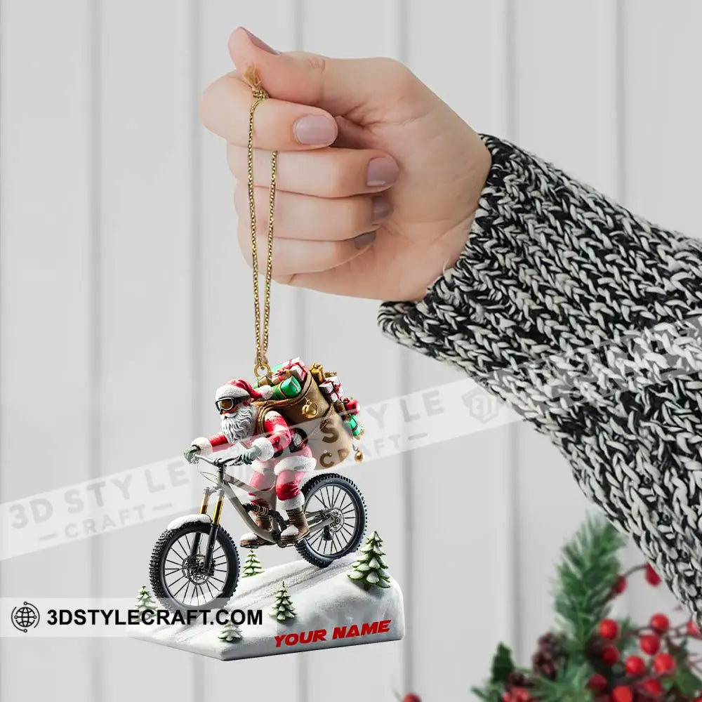 Santa Bike Ornament Personalized