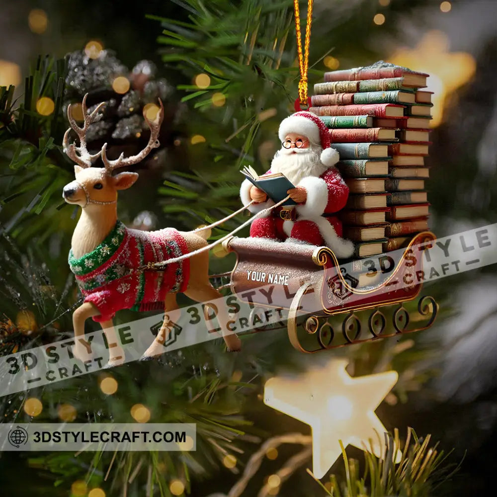 Santa Book Lover Home Decor Christmas Ornament Personalized