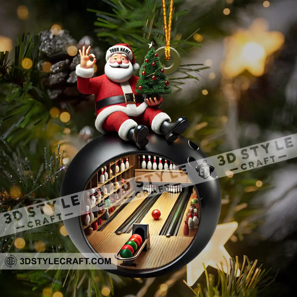 Santa Bowling Lover Christmas Home Decor Ornament Personalized